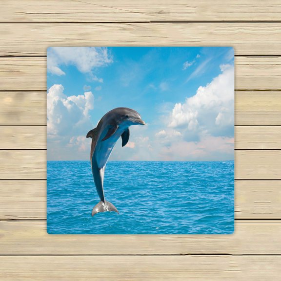 ABPHQTO Jumping Dolphins Beautiful Deep Oceanseascape Towels,Beach Bath Pool Sprot Travel Hand Spa Towel 13x13 Inch