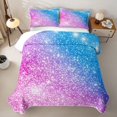 thumbnail image 2 of meiyoeat Blue Pink Glitter Print Twin Quilt Set,Abstract Galaxy Starry Sky Twin Coverlet Set For Girl,2-Piece, 2 of 7