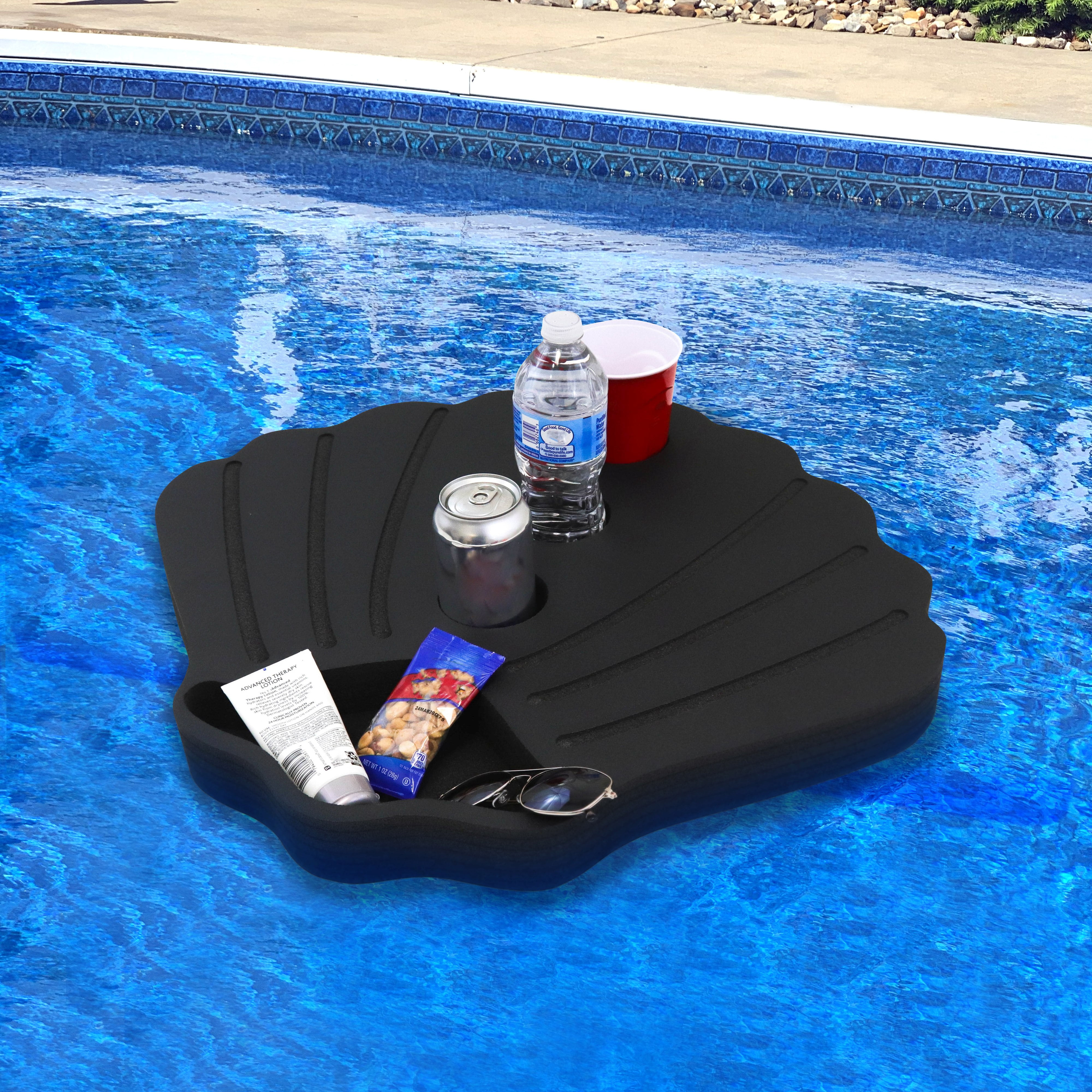 Polar Whale Floating Scallop Shell Drink Holder Refreshment Table Tray for Pool or Beach Party