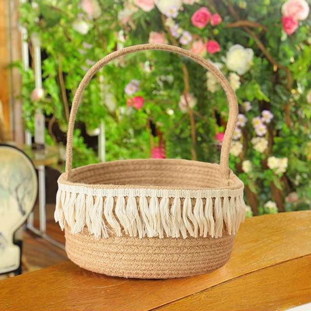 LSLJS Woven Basket Rope Storage Basket - Cotton Organizer 10x 10 X 5 Inches, Natural Safe for Baby & Kids, Storage Basket