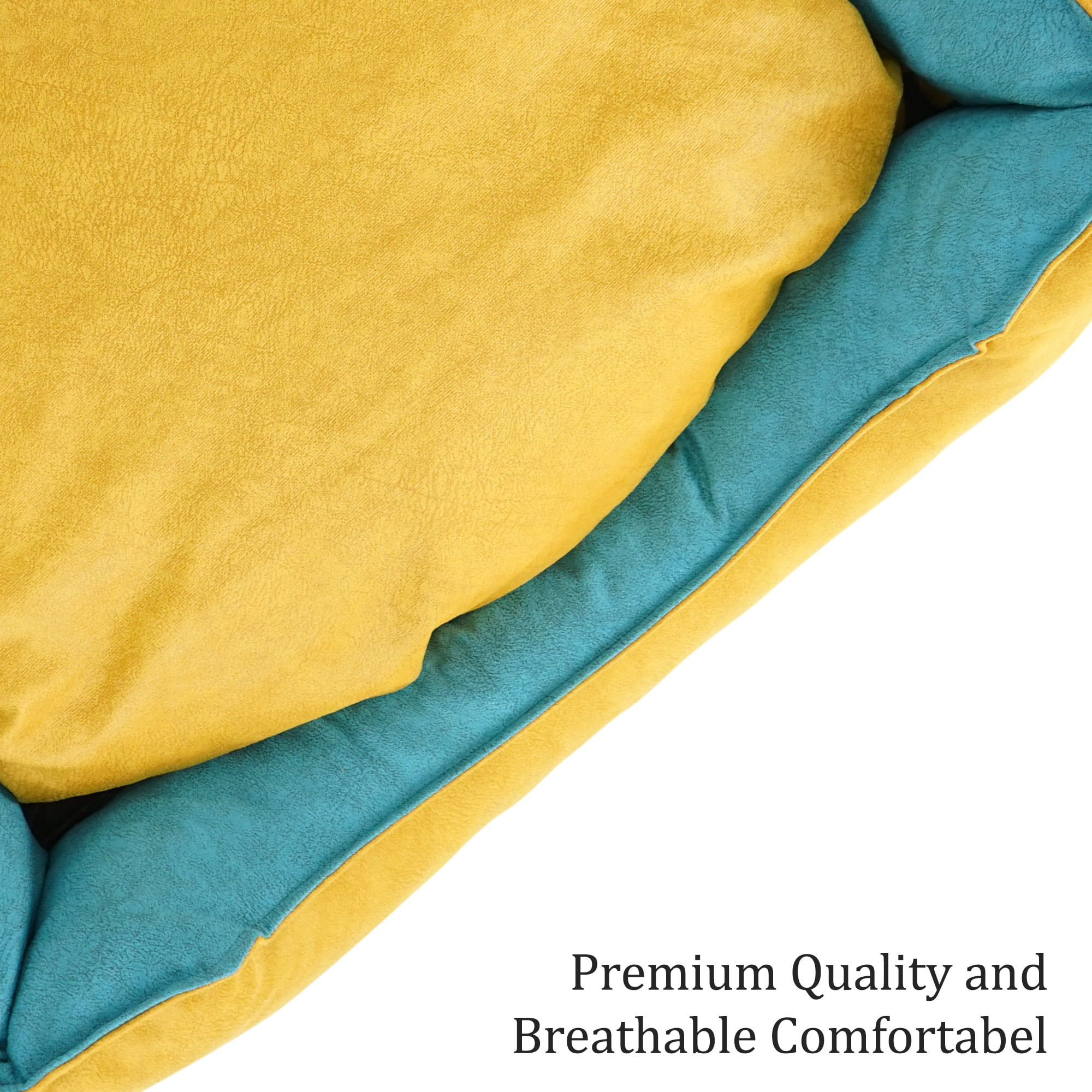 SUSSEXHOME Pets 23.5 x 17.3 x 7 Inches Washable Dog Bed for Medium Dogs - Durable Waterproof Sofa Dog Bed with Sides - (CAMEL)