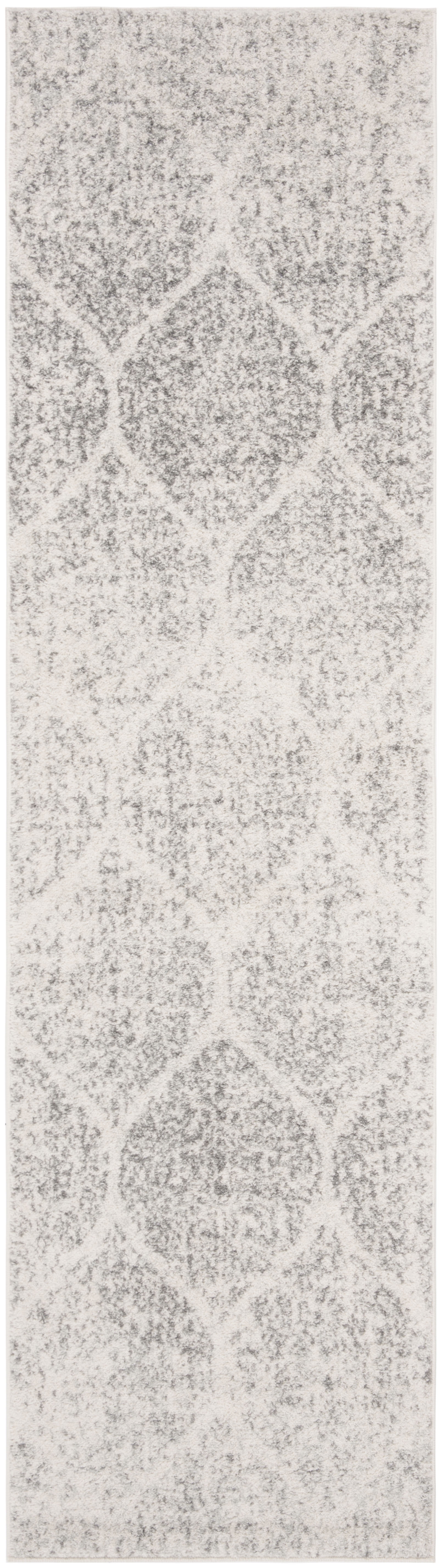 SAFAVIEH Madison Leighton Geometric Runner Rug, Ivory/Silver, 2'3" x 20'