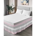 thumbnail image 4 of Pink Striped Wrap Around Bed Skirts for California King Bed 16" Drop,Bed Skirt with Adjustable Elastic Belt Dust Ruffle Bed Valance Multicolor Grey White Horizontal Stripes Bed Frame Cover, 4 of 7