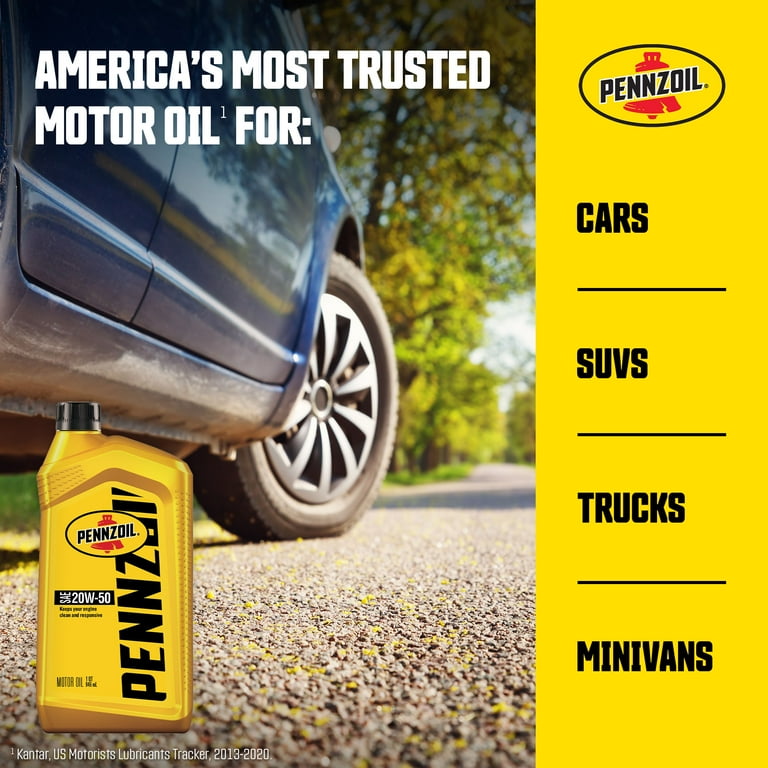 Pennzoil モーターオイル 20W-50 20L Pennzoil Conventional 20W-50 Motor Oil, 1-Quart - Walmart.com