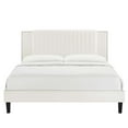 thumbnail image 4 of Platform Bed Frame, Tufted, Rivet Nailhead, White, Velvet, Mid Century Bedroom, Modern Contemporary Boutique HB35535, 4 of 8