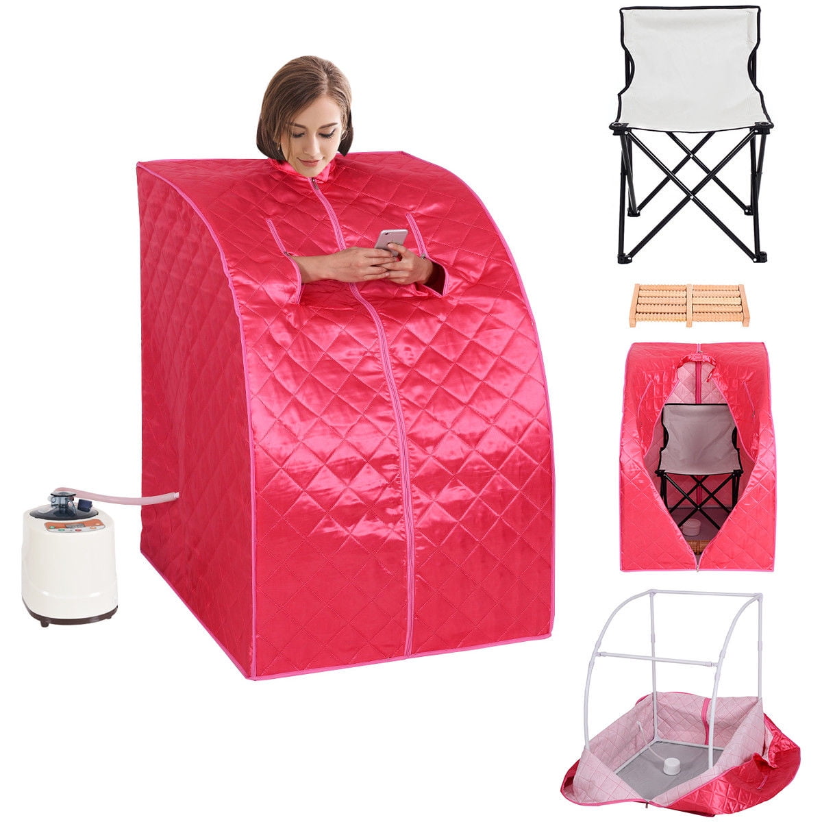 Costway Portable 2L Steam Sauna Spa Full Body Slimming Loss Weight Detox Therapy w Chair by Costway