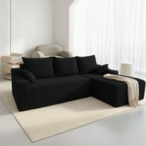 Hersunpl 94" Cloud Modular Sectional Sofa – Plush Deep-Seated L-Shaped Couch with Chaise, No Assembly Required (Grey, Left-Facing) Black