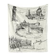 thumbnail image 1 of Sketchy Soft Flannel Fleece Throw Blanket, Travel the World Themed Historical Italian Landmarks Venice Rome Florence Pisa, Cozy Plush for Indoor and Outdoor Use, 50" x 60", Black White, by Ambesonne, 1 of 6