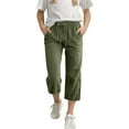 thumbnail image 5 of Juslio Girls Pants Girls Casual Kids Straight Leg Drawstring Waist Loose Comfy With Pockets（Army Green Capris， 4 Years）, 5 of 9