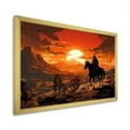 thumbnail image 2 of Designart "Wild West Sunset with Cowboy II" People Framed Wall Art Decor - Mid-Century Black Cowboys Entryway Framed Wall Art Print, 2 of 6