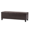 thumbnail image 2 of Canterbury Upholstered Storage Ottoman Bench, Brown Faux Leather, Dark Brown, 2 of 9