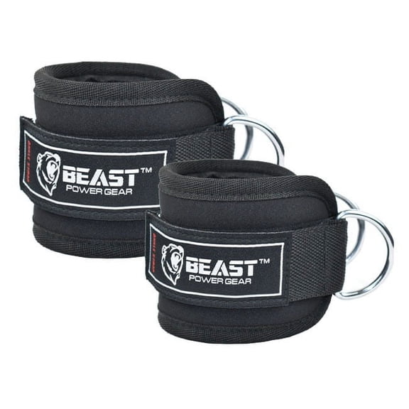 Beastpowergear Padded Ankle Strap Single & Pair for Cable Machine, Kickbacks, Glutes, Abs and Hip Workouts, Leg Extensions Adjustable Strap for Men Women