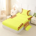 thumbnail image 2 of Erosebridal Baseball Softball Twin Sheet Sets for Kids, Sport Game Bedding, 1 Flat Sheet, 1 Fitted Sheet and 1 Pillowcase, 2 of 5