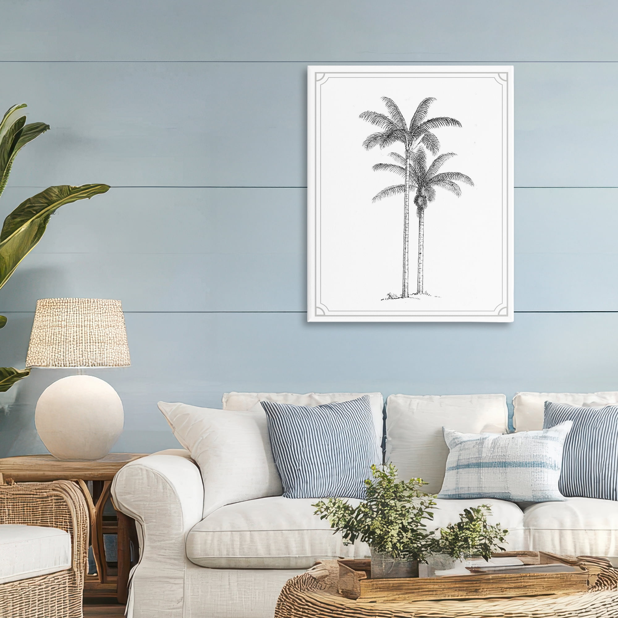 Vintage Simple Palm Tree Canvas Wall Art, design by Lettered and Lined