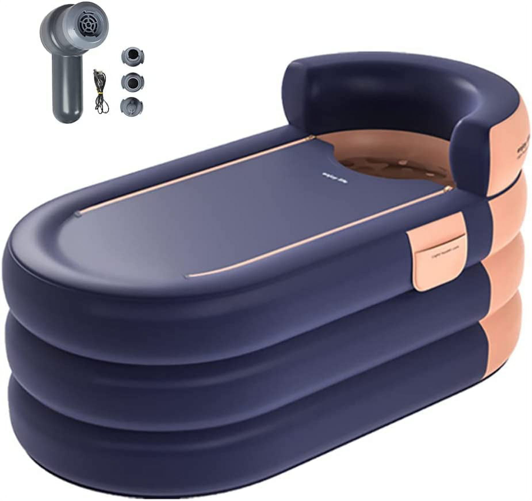 Foldable Portable Soaking Inflatable Bathtub with Electric Air Pump,Eco-Friendly Bathing Tub for Shower Stall,One-piece Bath Cover Design with Zipper, Keep Temperature Long Time