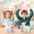 thumbnail image 4 of Juguete electrónico interactivo de Pascua: un conejito de peluche que suena con animación para caminar, orejas y nariz móviles, adecuado para niños pequeños y niños (versión blanca)., 4 of 6