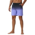 thumbnail image 4 of INSPIRE CHIC Men's Gradient Color Drawstring Elastic Waist Lining Summer Swimming Trunks 30 Purple, 4 of 6