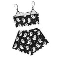 thumbnail image 4 of Uaswgudfs Women's Pajama Set Spaghetti Strap Crop Top & Wave Hem Shorts - Print Sleepwear, 4 of 6