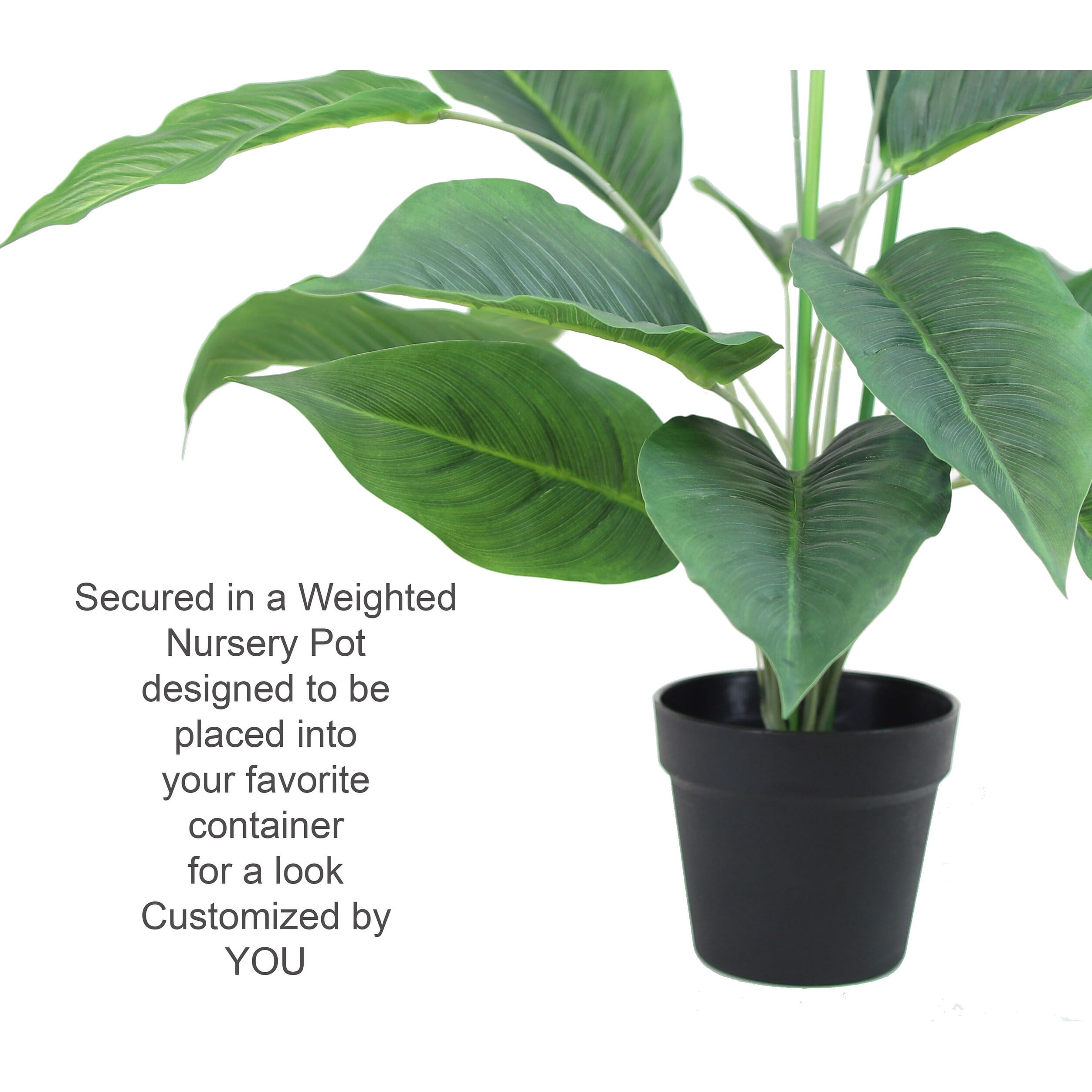 The Mod Greenhouse 40" Artificial Green Spathiphyllum Plant in a Black Matte Planter Pot