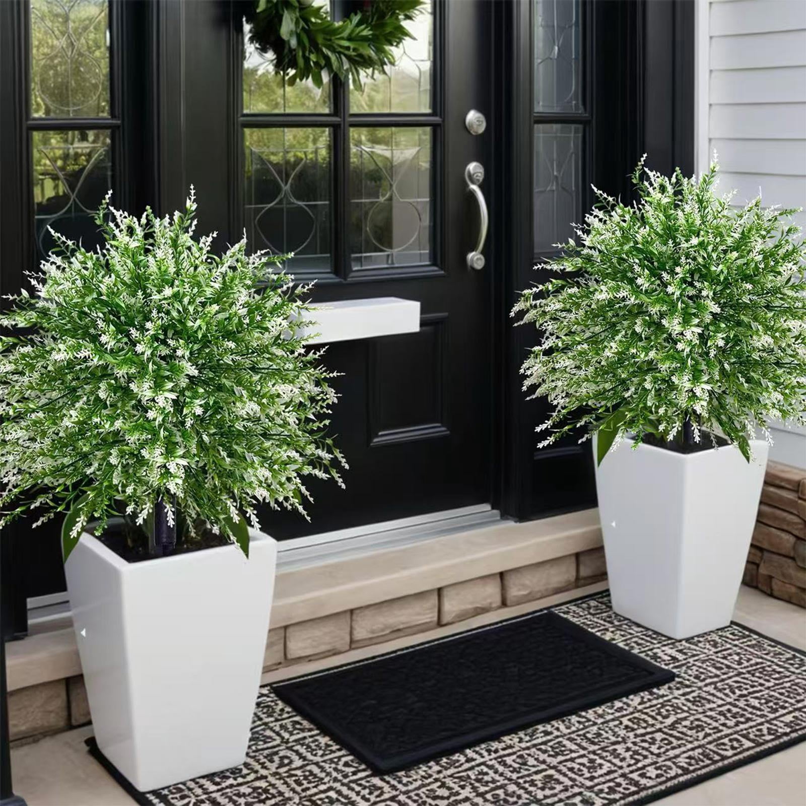 TTJ Outdoor Artificial Flower Bundles Fake Plants Silk Realistic Outdoor Decor Faux Floral Arrangements For Porch Garden Patio Window Box Durable Weatherproof