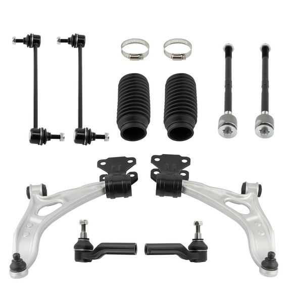 maXpeedingrods 10Pc Suspension Kit for Ford Focus 2012-2018, Ford C-Max 2013-2018, Front Lower Control Arm w/Ball Joint Sway Bar Links Outer Inner Tie Rods Boots