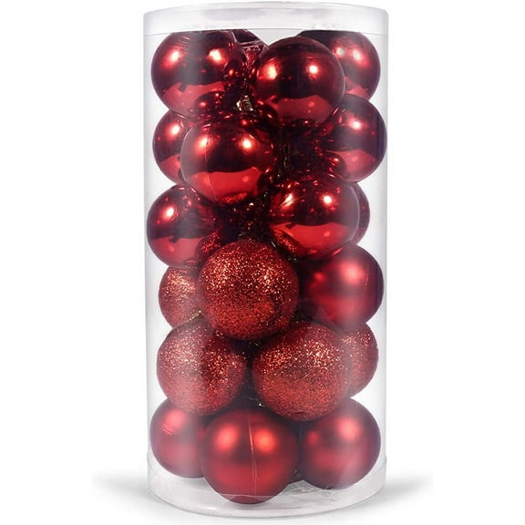 Matte Red Hot Shatterproof Christmas Ball Ornaments 3cm/1.18'' (Red), Set of 24Pcs