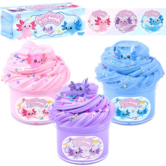 Slime Kit D'ALBA Axolotl Butter Slime, 100 ml, paquete de 3 unidades con dijes