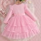 thumbnail image 4 of Arcos para Niñas Vestido de Malla de Manga Voladora con Cinturón Color Sólido Nudo de Arco Vestir Fiesta Casual Niños Vestido de Primavera, 4 of 9