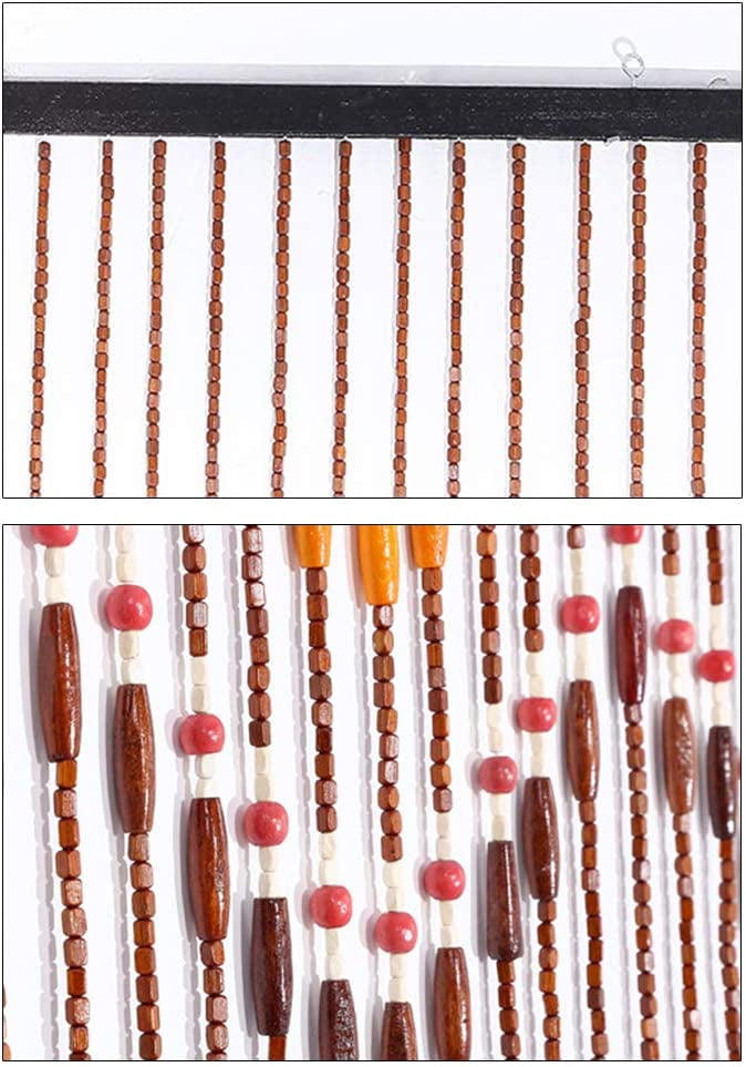 Beaded Curtain Wood and Bamboo Door Beads Curtain Room Divider Doorway Hanging Curtain for Doors Window Hallway Entrance 35.4x86.6inch