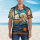 thumbnail image 2 of Balery Whimsical Sailboat Ocean Art Camisas hawaianas de manga corta para hombre, camisas playeras de corte holgado, camisas de vacaciones con botones,Large, 2 of 7