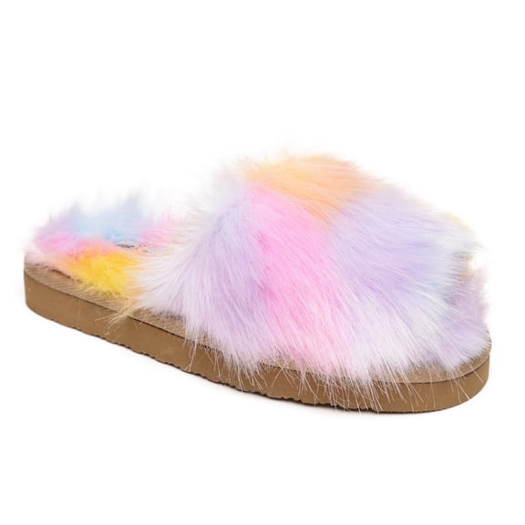 Minnetonka Children's Lyla Faux Fur Slippers for Girls, 13- Pink Unicorn