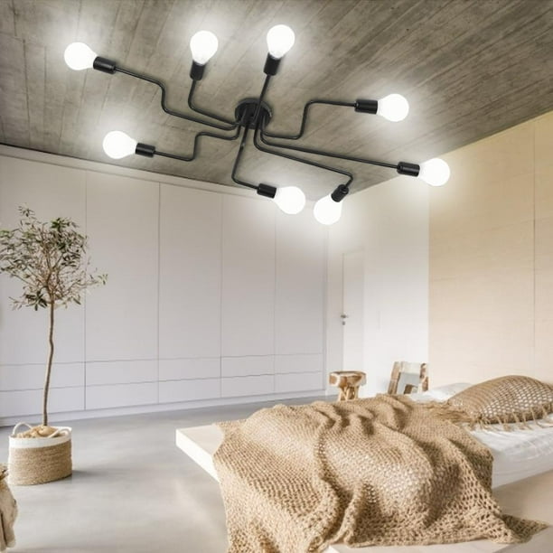 Fdit Ceiling Light Mount Lighting Fixtures Black Industrial Modern Flush Lamp Holder Lights Fixture For 8 E27 110 240v Com Fdit Ceiling Light Mount Lighting, Modern Industrial Ceiling Light Fixtures