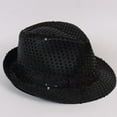 thumbnail image 3 of Zaldita Sequin Fedora Hat Disco Hat Jazz Dance Hat Stage Performance For Women Men Black One Size, 3 of 4