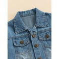 thumbnail image 5 of Seyurigaoka Kids Girls Denim Dress, Long Sleeve Buttoned Lapel Collar Coat One Piece, 5 of 8