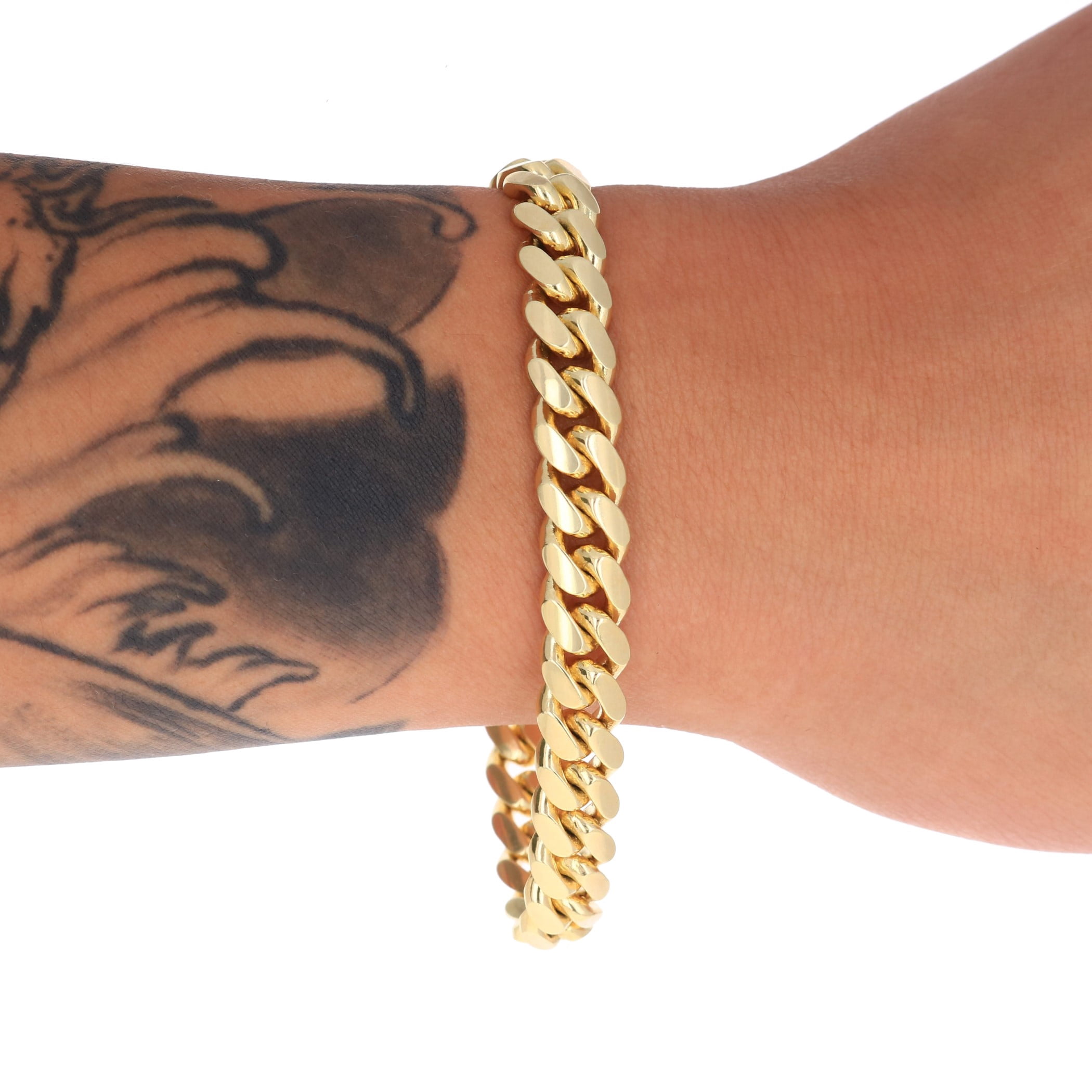 Nuragold 10K Real Yellow Gold Solid Miami Cuban Link Chain Bracelet 7"-9" (2.7mm-10mm) Italian Jewelry for Men & Women