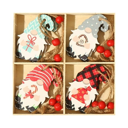 

4Pcs Christmas Tree Decorations - Painted Lovely Forest Man Pendant Wooden Dwarf Hanging Decoration Suitable for Christmas Home Decoration Crafts