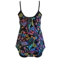 thumbnail image 3 of WREESH Womens Two Piece Swimsuit Swim Dress Tankini Swimsuits Conservative Printed Bow Strap Split Wimsuit Set Beach Bathing Suit Black, 3 of 6