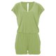 thumbnail image 1 of Greeniant Mono de verano liso de algodón con cuello en V para mujer, mono de manga corta para niña Deportes acuáticos ejercito verde L, 1 of 5