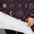 thumbnail image 3 of Oversized Wearable Blanket Hoodie,Dark Purple Sun Moon Star Pattern Sherpa Blanket Hoodie with Super Pockets,Super Warm Fuzzy Pullover for Women & Men, 3 of 6