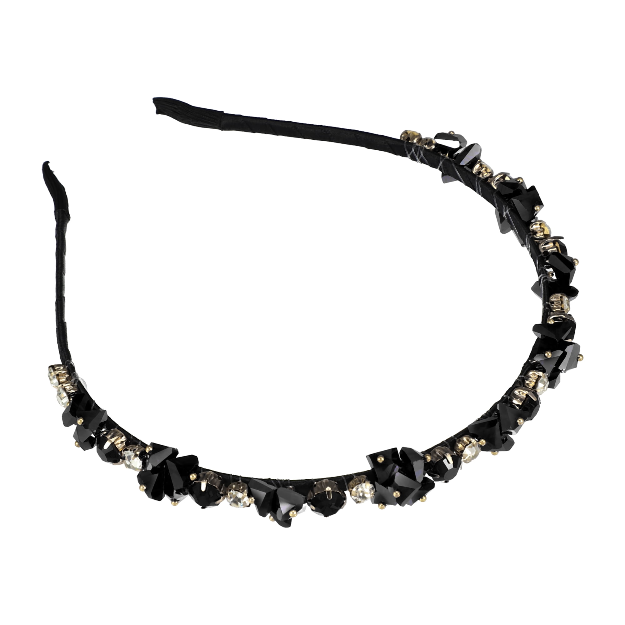 Unique Bargains Bling Rhinestone Headband Unspecified Shapes 4.92"x0.59" Black