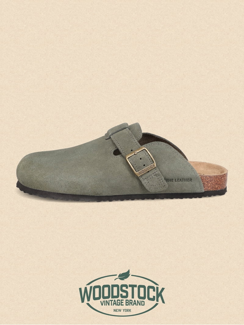Woodstock Vintage Leather Suede Double-Buckle Slide Sandals - Gray Men’s size 9 Woodstock Sandals | eBay main image 2