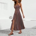 thumbnail image 2 of THDHVS Women's Casual Dresses,Fashion Womens Sundress Summer Floral Camisole Sleeveless Wrap V Neck A Line Midi Dress Red M, 2 of 6