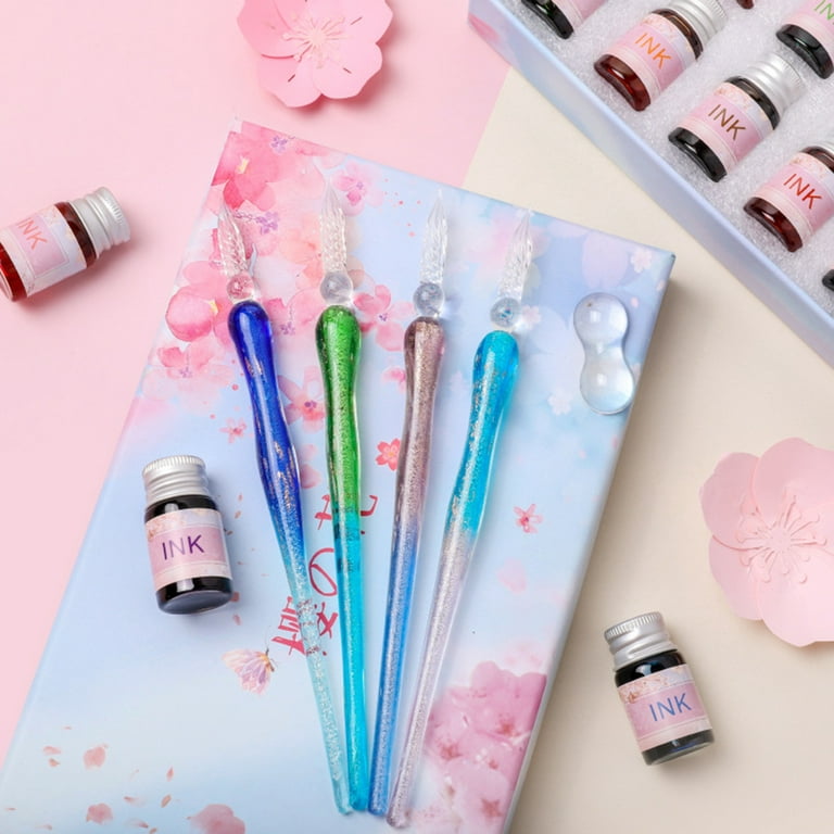 Flm 1 Set Dip Pen Translucent Cherry Blossom Decor Paillette Print