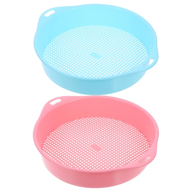 OUNONA 2Pcs Plastic Soil Sieve Set Round Blue Assorted Color Design for Gardening Tools in Garden Work