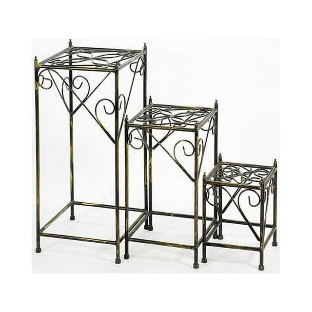 13",20.5",28" Square Cast-Iron Plant Stand Set Of 3