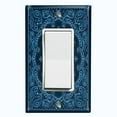thumbnail image 1 of Metal Light Switch Plate Cover Blue Floral Bandana Paisley Tile Pattern TIL052, 1 of 13