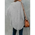 thumbnail image 5 of Aleumdr Cardigans Sweater for Women Long Sleeve Chunky Knit Bat Sleeves Open Front Draped Cardigan Gray L, 5 of 5