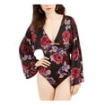 thumbnail image 3 of Guess Womens Jazzi Printed Kimono Sleeves Bodysuit Black S, 3 of 4