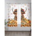 thumbnail image 2 of Fall Highland Cow Sheer Curtains 63 inches Long, Watercolor Pumpkin Flower Thanksgiving Light Filtering Sheer Window Curtains Rod Pocket Voile Drapes for Bedroom Living Room, 52"W x 63"L 2 Panels, 2 of 7