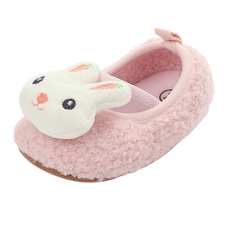 

AnuirheiH Newborn Baby Girls Cartoon Bunny Pattern Shoes Soft First Walking Shoes Clearance Under $10